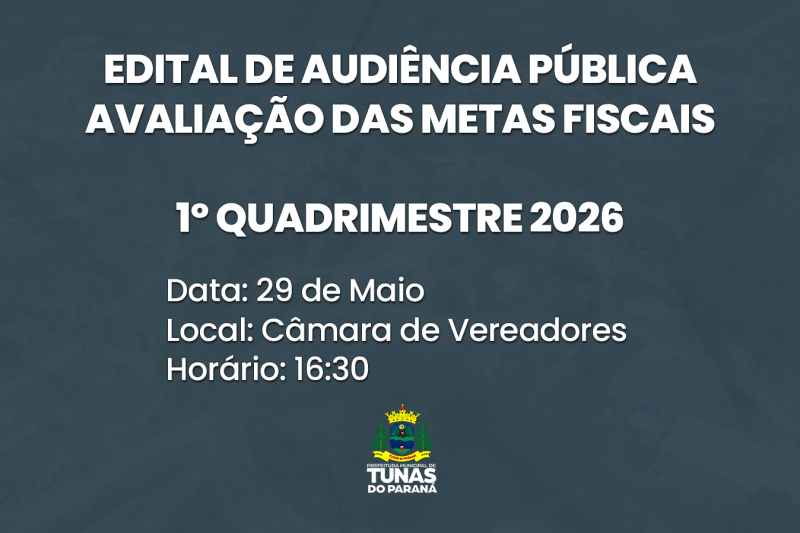 EDITAL DE AUDIÊNCIA PÚBLICA AVALIAÇÃO DAS METAS FISCAIS - 1º QUADRIMESTRE DE 202...